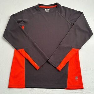 Fila gray and orange color block base layer long sleeve shirt